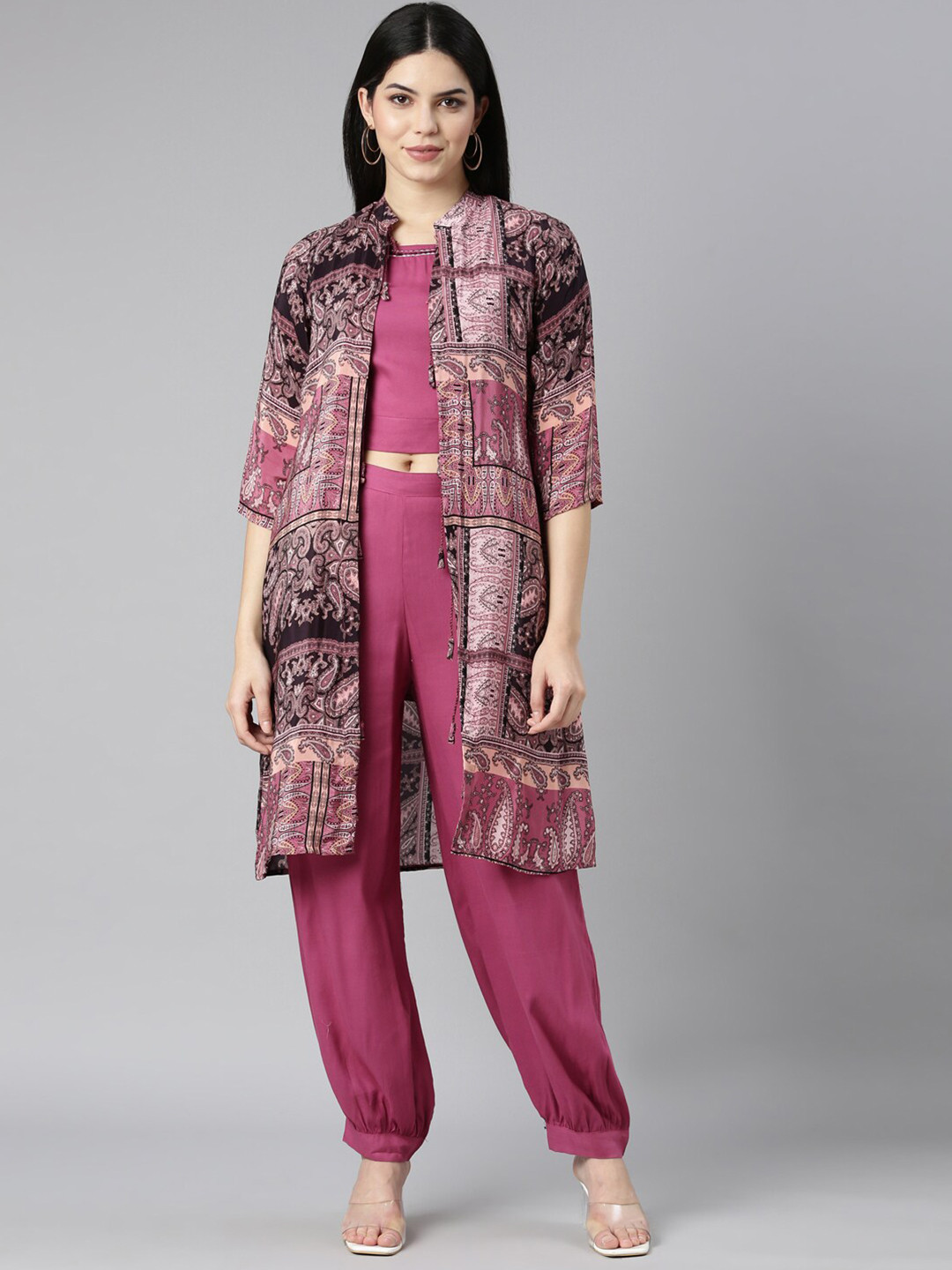 NADRU PRINTED OVERSIZED JACKET COORD SET