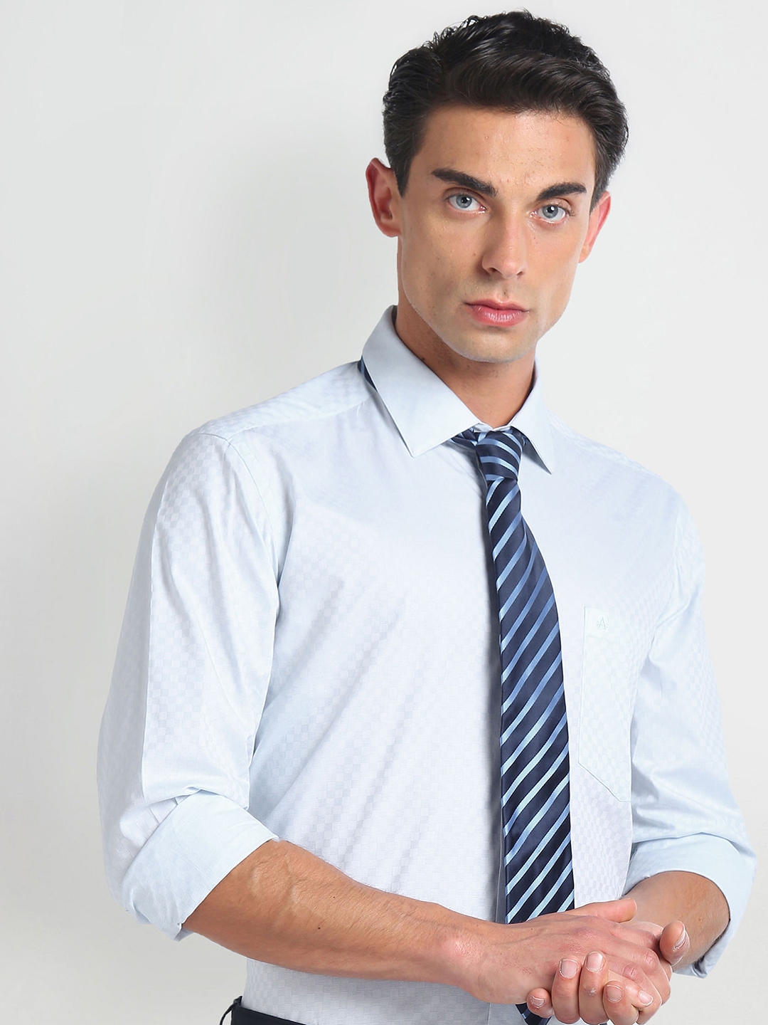Buy Arrow Slim Fit Checked Spread Collar Long Sleeves Formal Shirt ...
