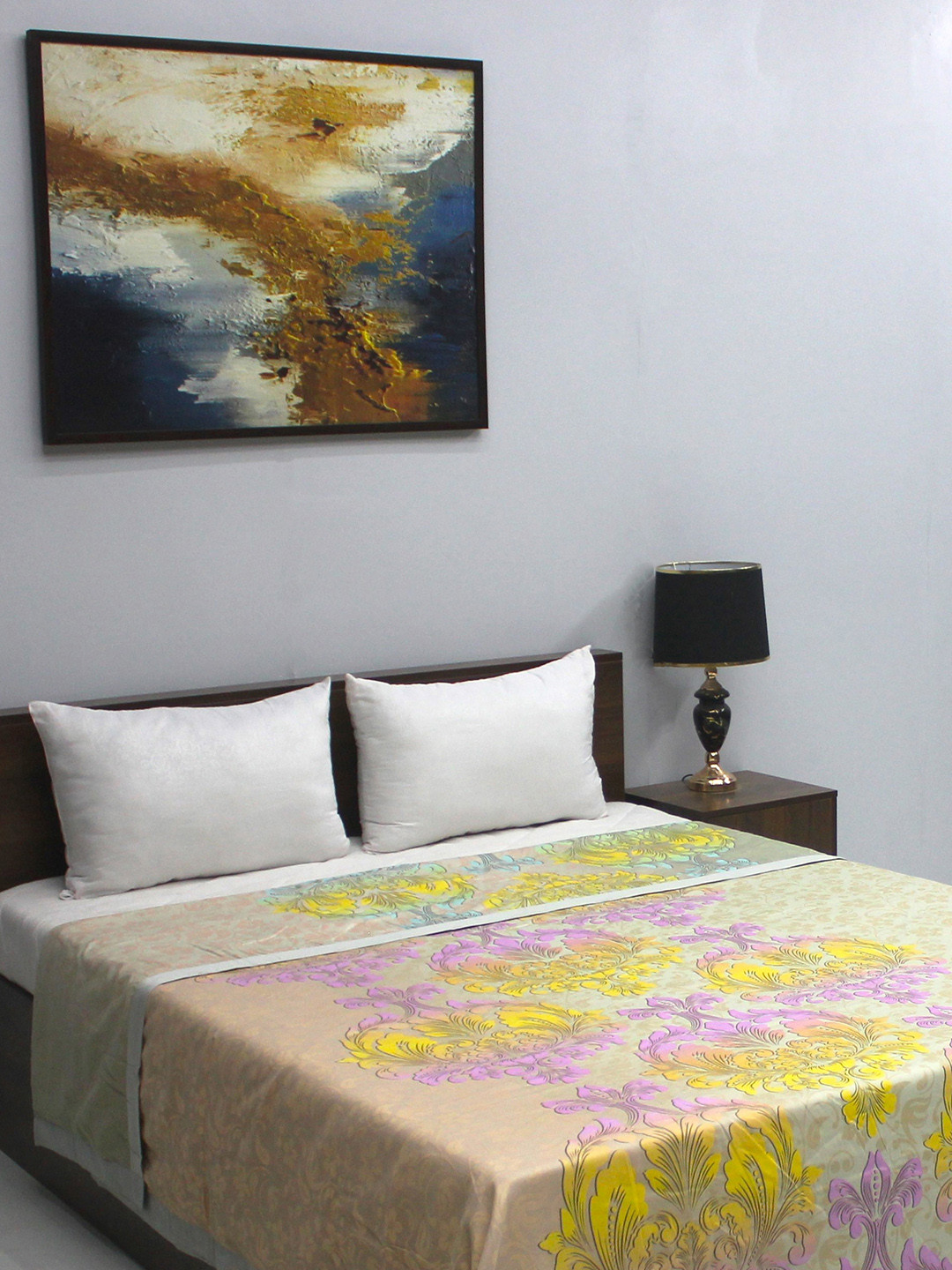 Buy BOMBAY DYEING Satin Dreamz Pink & Green Floral Cotton AC Room 500