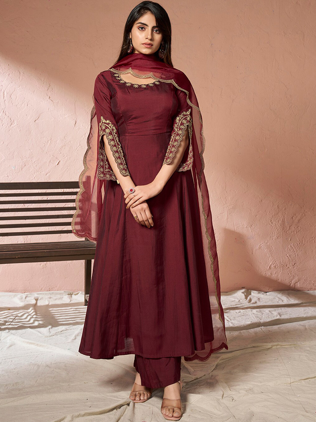 Women Silk Blend Embroidered Ethnic Kurta-PKSKD1872A
