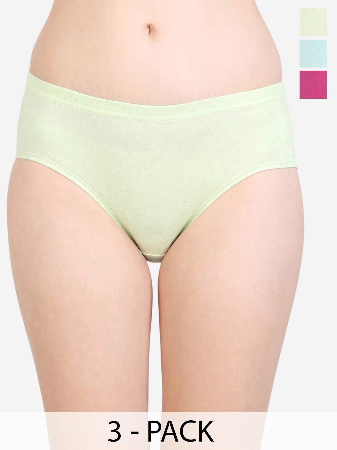 Buy Bodycare Women Pack Of 3 Assorted Mid Rise Anti Bacterial Pure Cotton Hipster Briefs