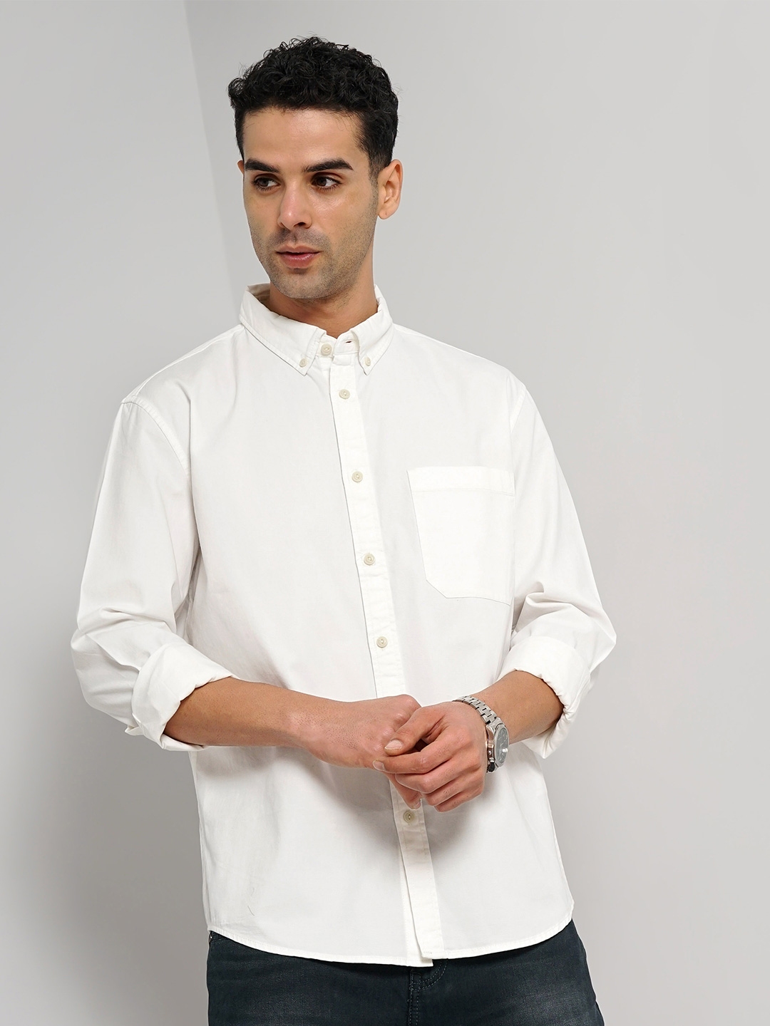 Buy Celio Men Classic Fit Button Down Collar Cotton Casual Shirt ...