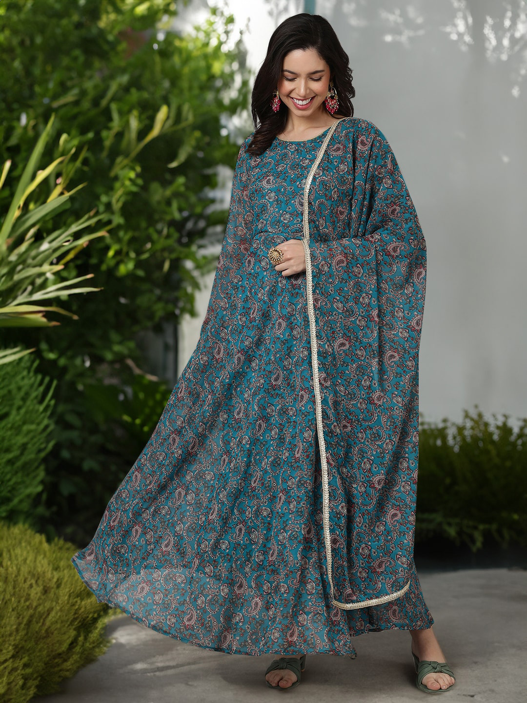 Women Ethnic Printed Flared Maxi Dress main image 1