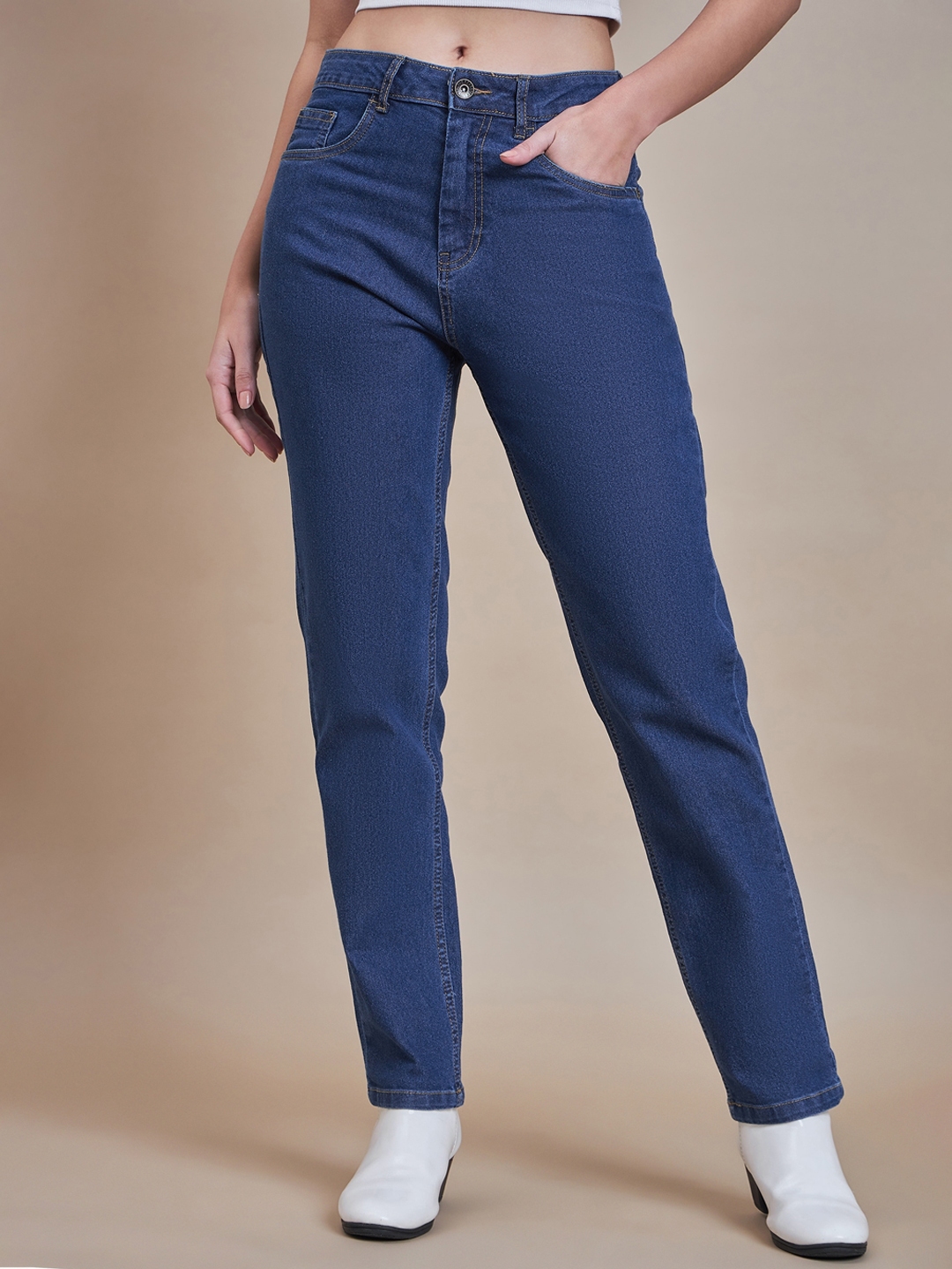 Buy The Roadster Lifestyle Co. Women Relaxed Fit Mid Rise Clean Look ...
