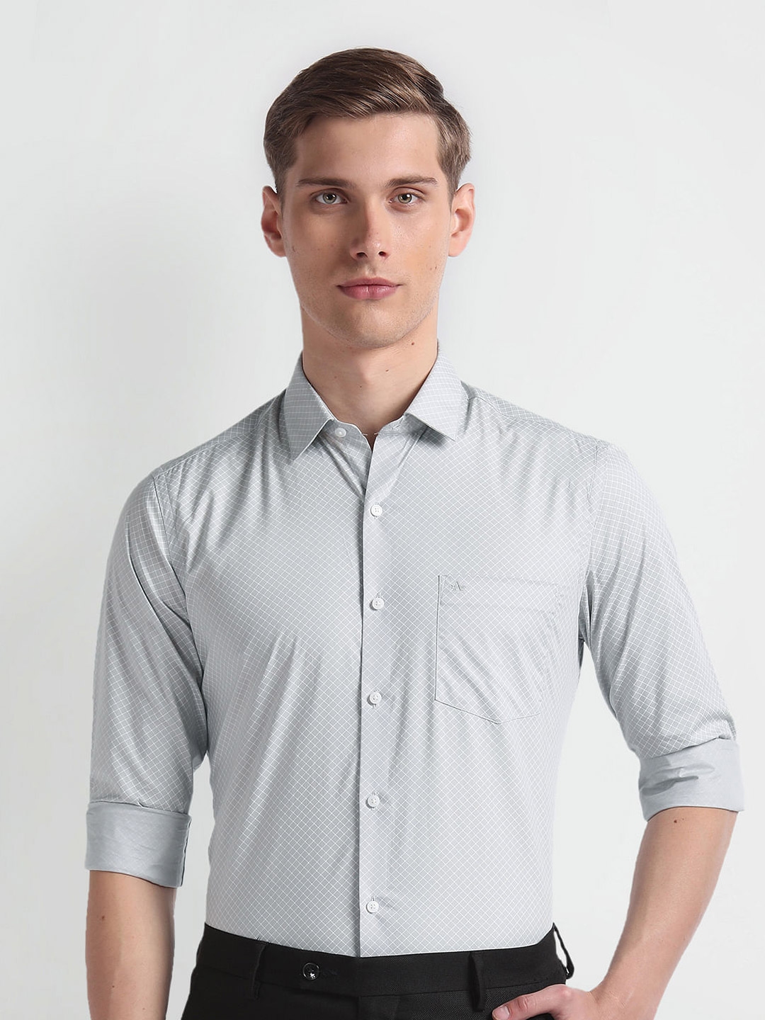 Buy Arrow Slim Fit Spread Collar Cotton Formal Dobby Shirt - Shirts for ...