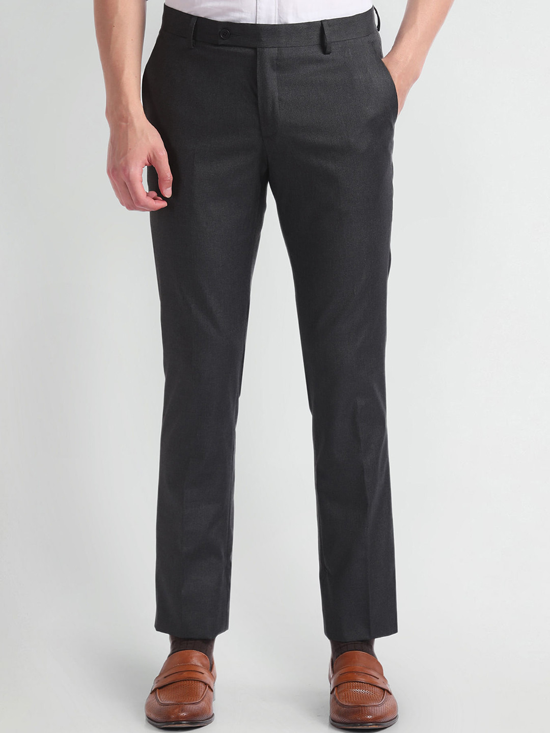 Buy Arrow Men Mid Rise Slim Fit Formal Trouser - Trousers for Men ...