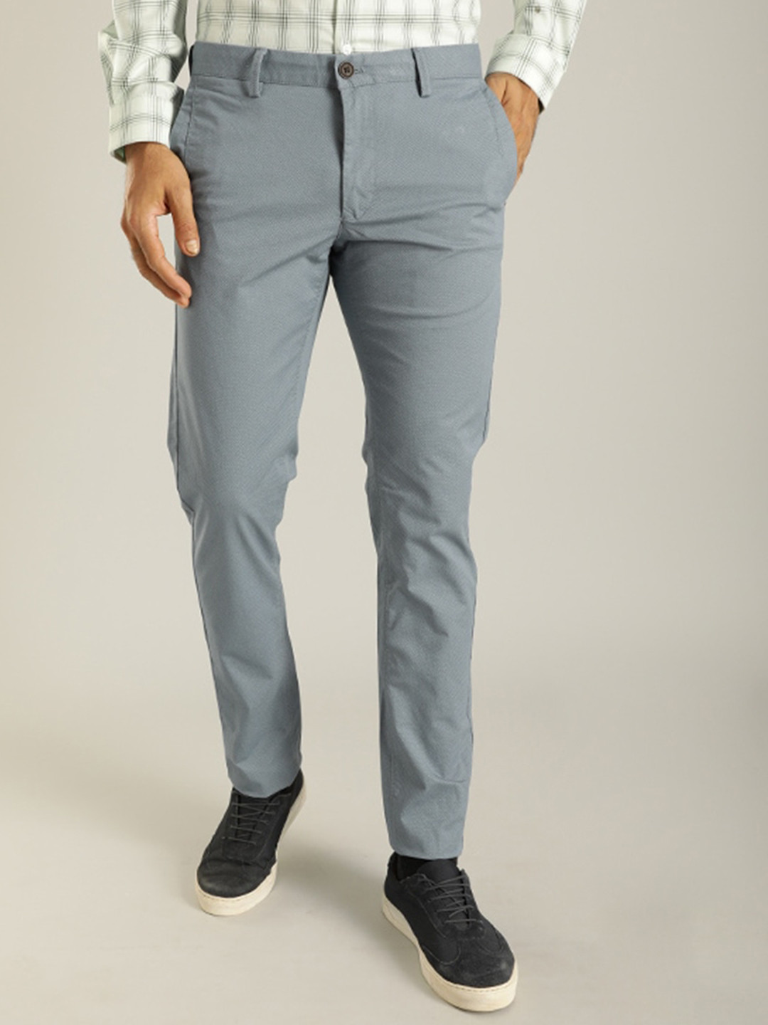 Buy Indian Terrain Men Cotton Brooklyn Slim Fit Mid Rise Trouser ...