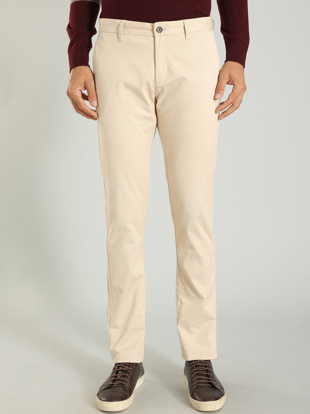 Buy Indian Terrain Men Brooklyn Slim Fit Chinos Cotton Trousers ...