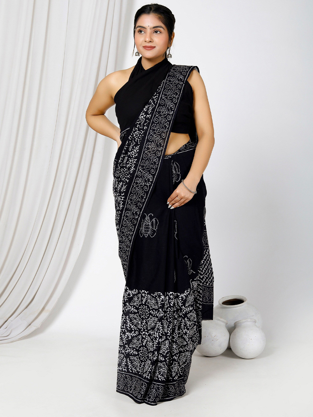 Beautiful Designer Pure Soft Jaipur Block Print Cotton Saree main image 1
