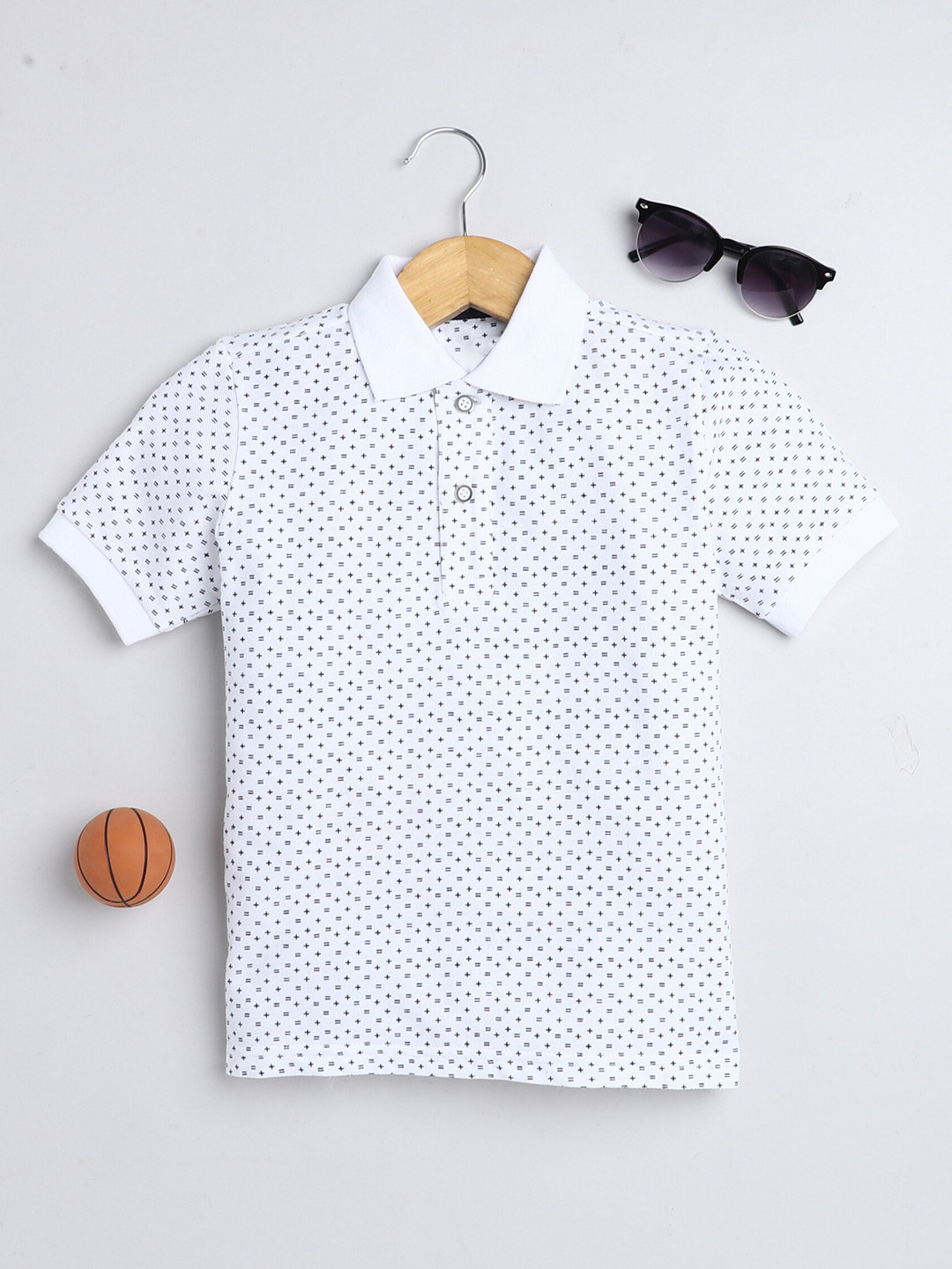 Grey Melange Color Block Embroidered Detailed Standard Pattern Polo Collar Boys T-Shirt - 11108 main image 0