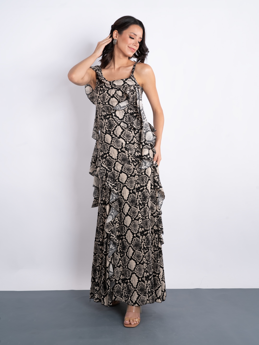 Buy Stylecast X Hersheinbox Animal Print Ruffled Maxi Dress - Dresses ...