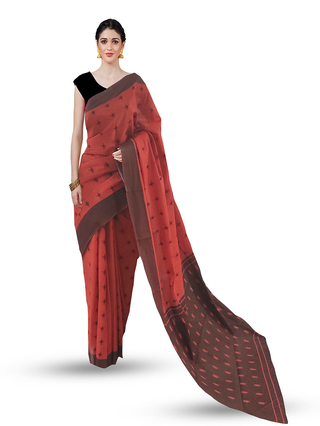 Blue - Modal Silk Hand Block Sanganeri Print Saree 01