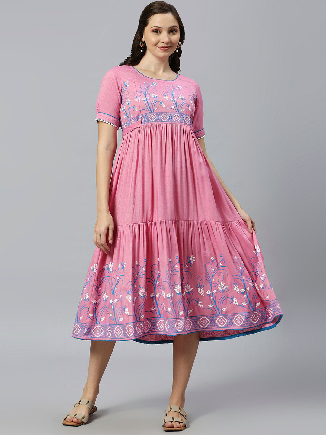 Self Design Fit & Flare Maternity Midi Dress
