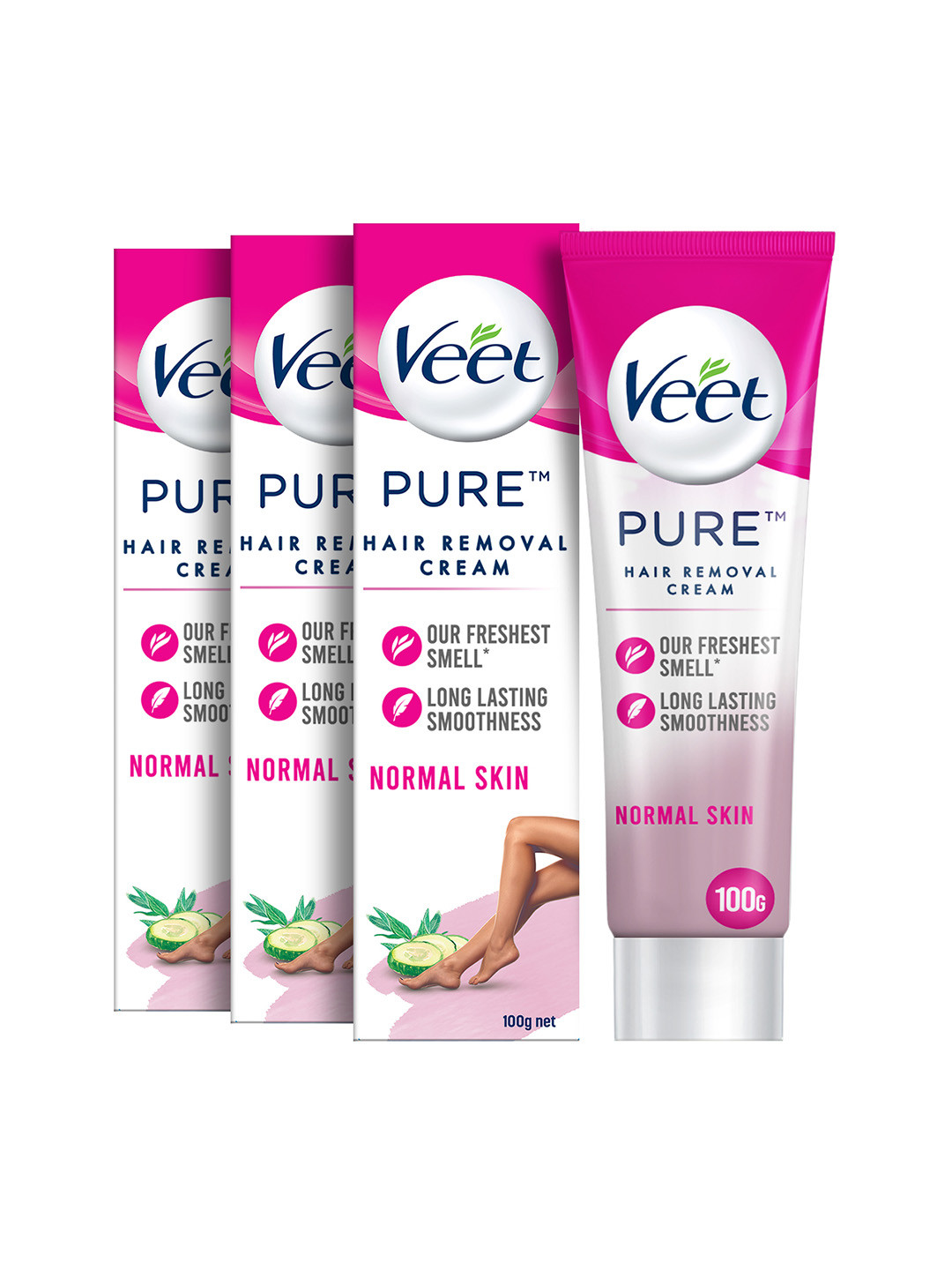 Buy Veet Set Of 3 Pure Hair Removal Cream With Cucumber Extract For ...