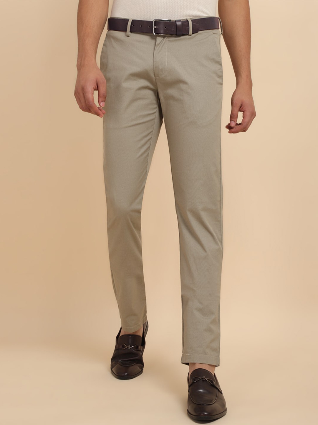 Buy Allen Solly Men Slim Fit Mid Rise Plain Chinos Trousers - Trousers ...