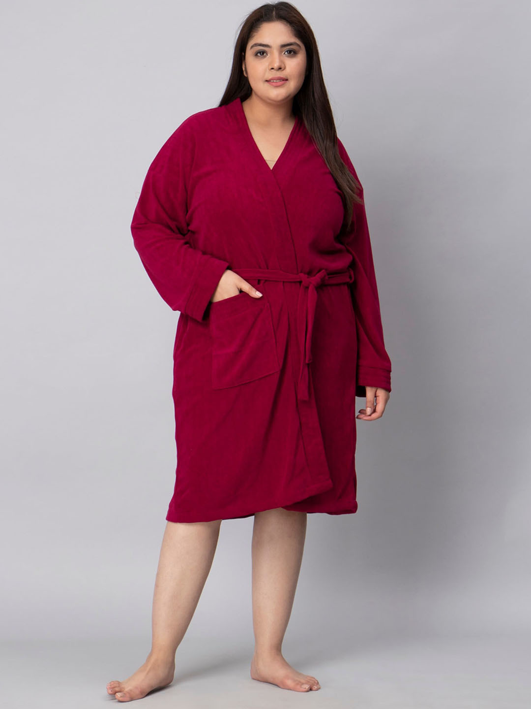 Buy HotGown Women Maroon Water Absorbent Bath Robe Bath Robe for