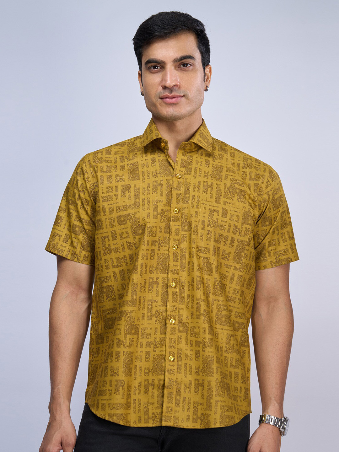 Buy MARK & ALBERT India Slim Abstract Slim Fit Opaque Printed Casual