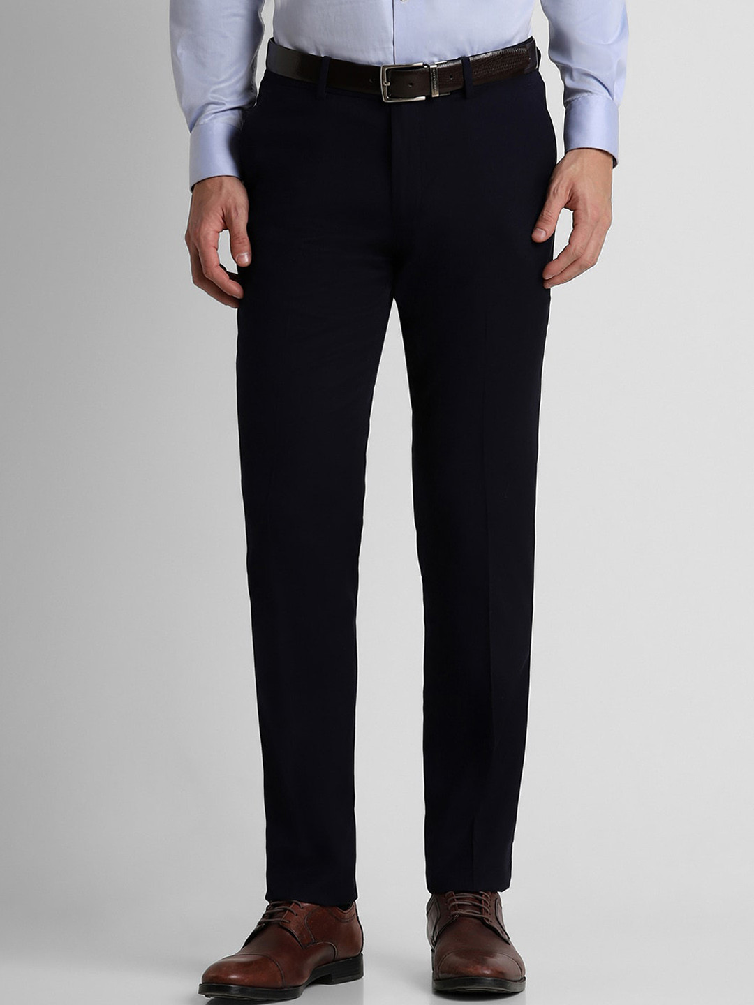 Buy Peter England Elite Men Slim Fit Mid Rise Formal Trousers ...