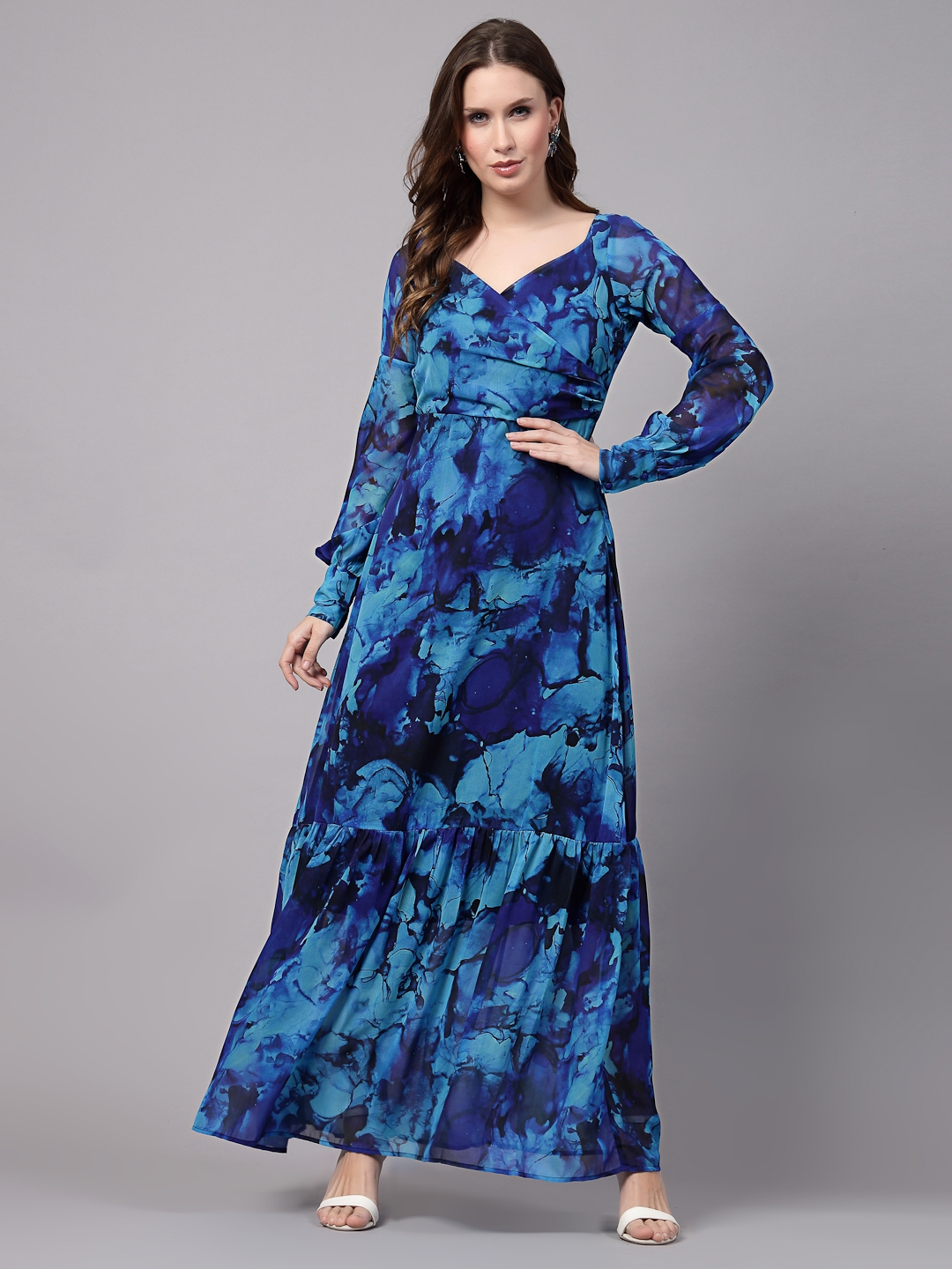 Buy Aayu Abstract Printed Sweetheart Neck Cuffed Sleeves Gathered ...