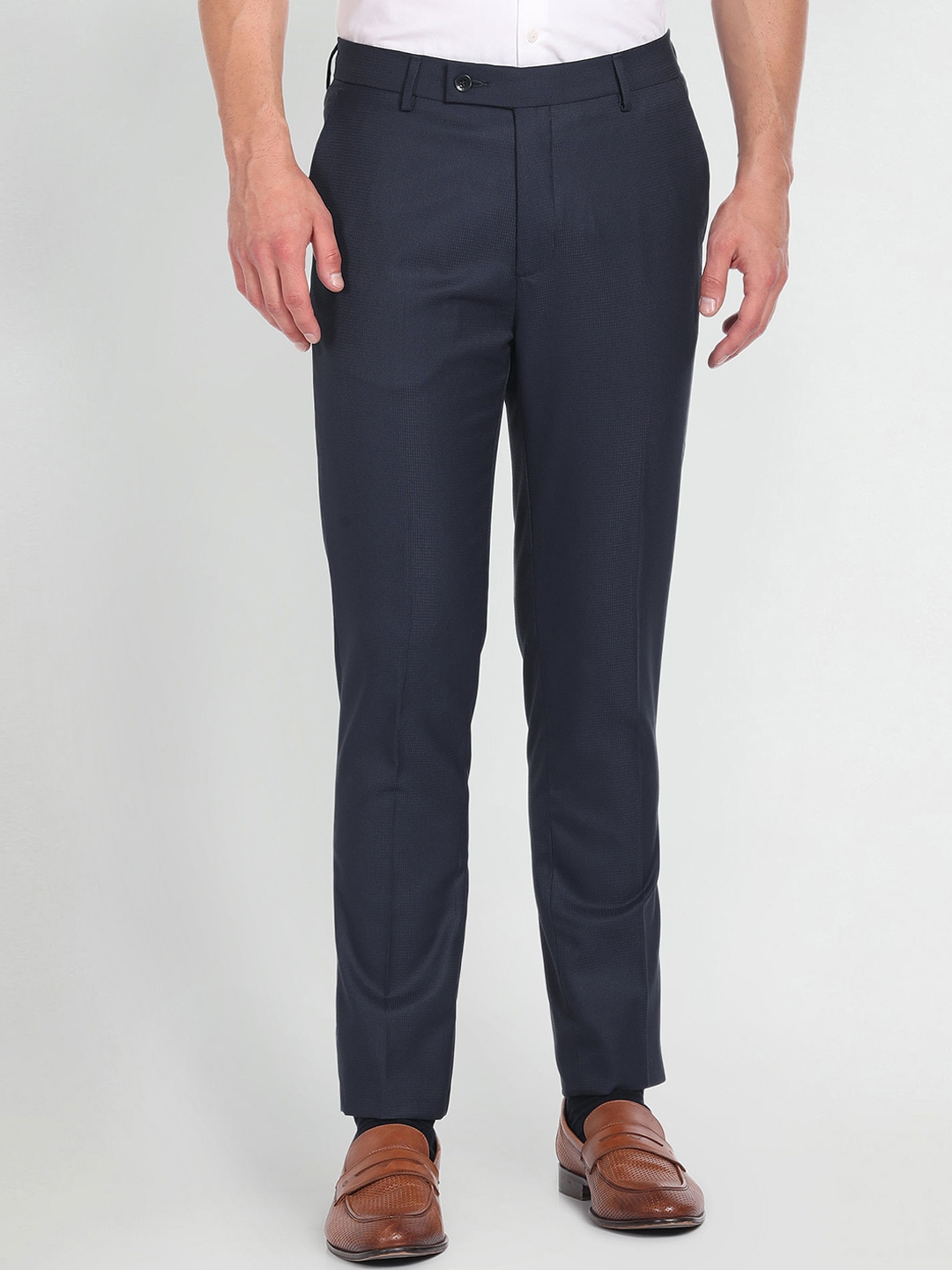 Buy Arrow Jackson Super Slim Fit Dobby Formal Trousers - Trousers for ...