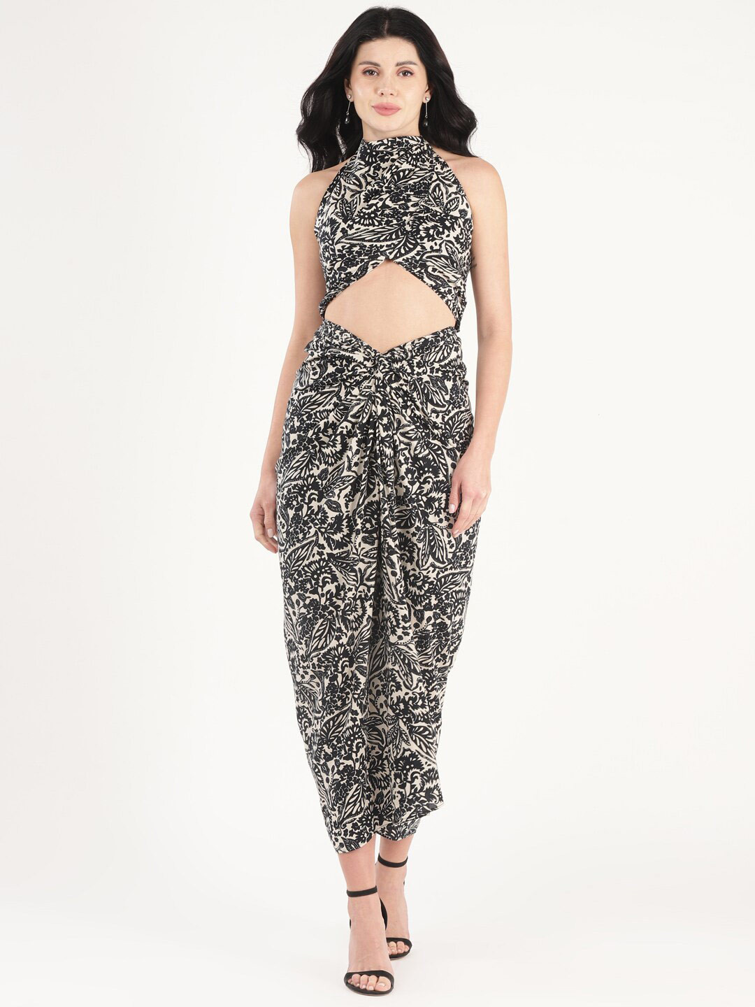Floral Printed Halter Neck Sleeveless Jumpsuit