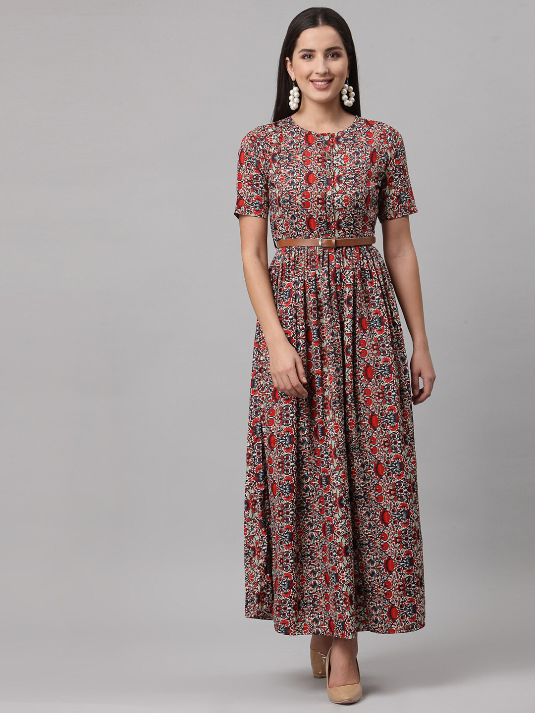 AAYU Women Printed Tiered Pink Dress