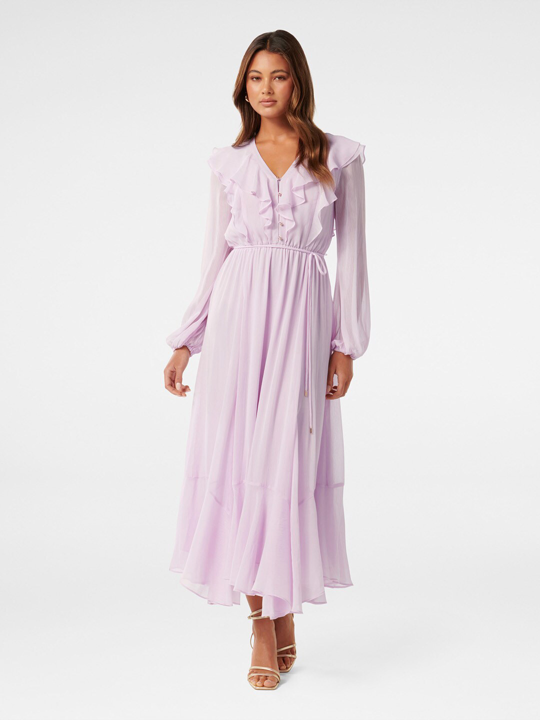 Cecil Printed V-neck Ruffle Maxi Dress