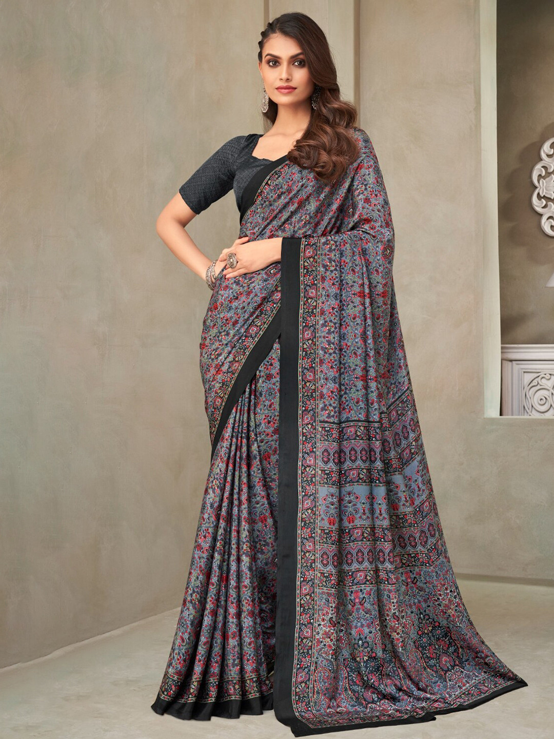 Buy Reboot Fashions Ethnic Motifs Pure Crepe Saree Sarees for Women