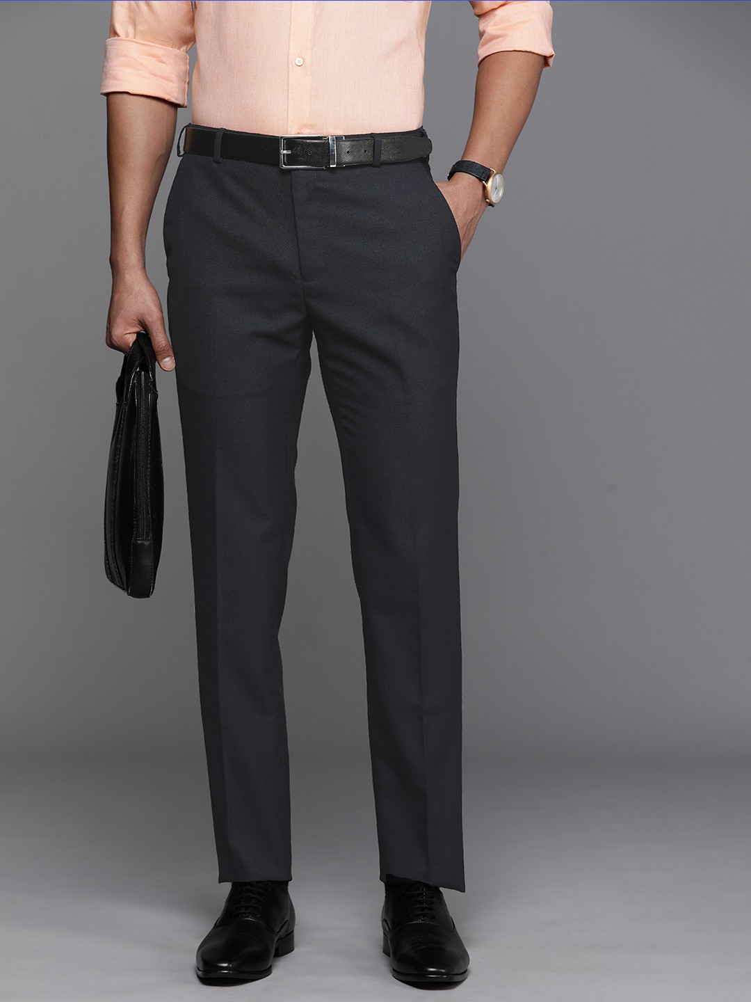Buy Raymond Men Solid Slim Fit Formal Trouser - Trousers for Men ...