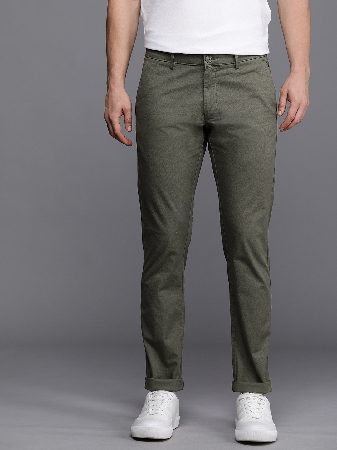 Buy Allen Solly Men Textured Slim Fit Chinos - Trousers for Men ...