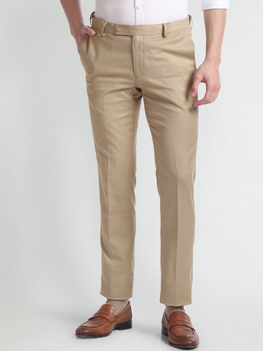 Buy Arrow Men Slim Fit Mid Rise Formal Trouser - Trousers for Men ...