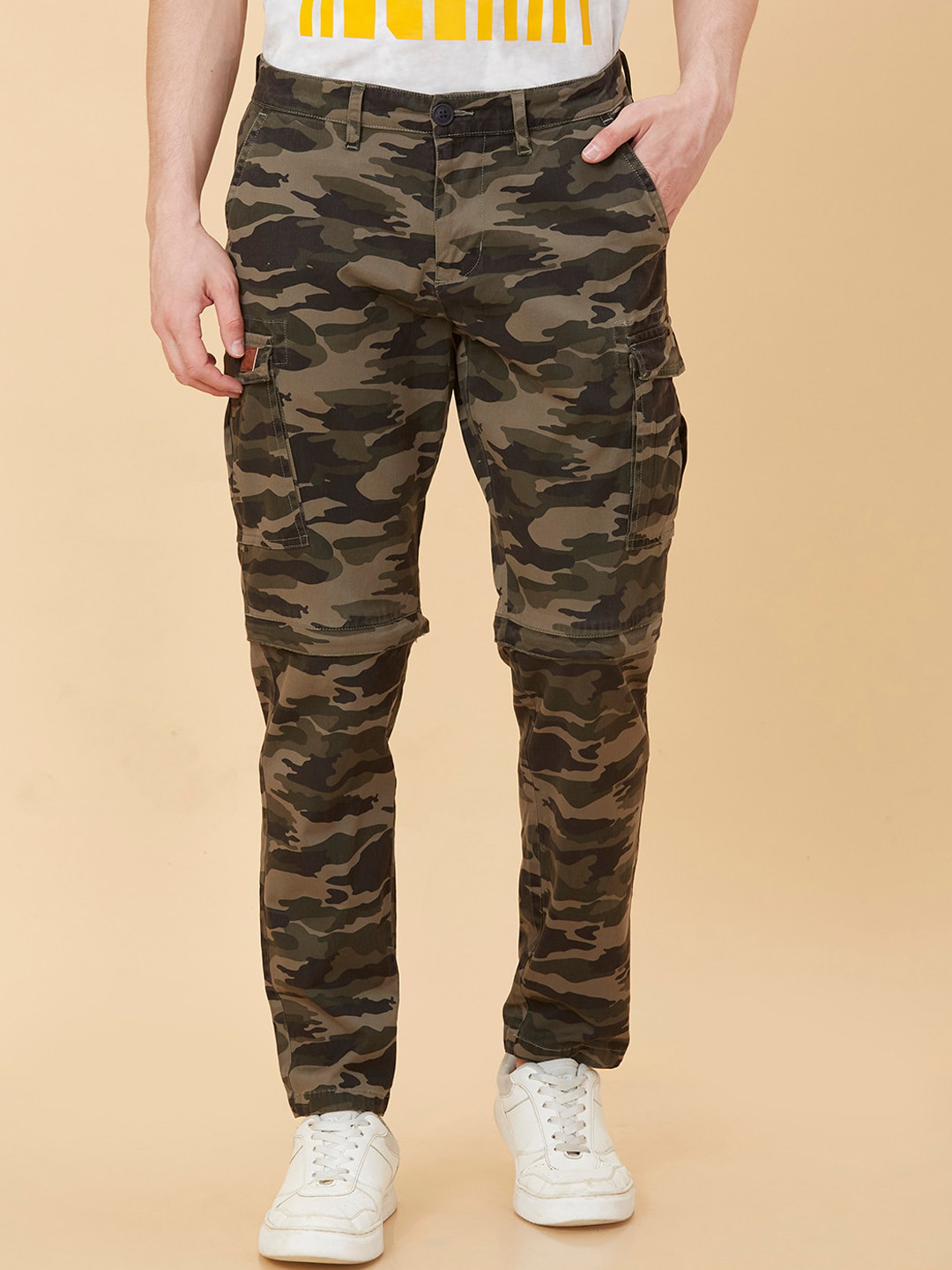 Green Slim Fit Men's Cargos by Being Human Clothing main image 0