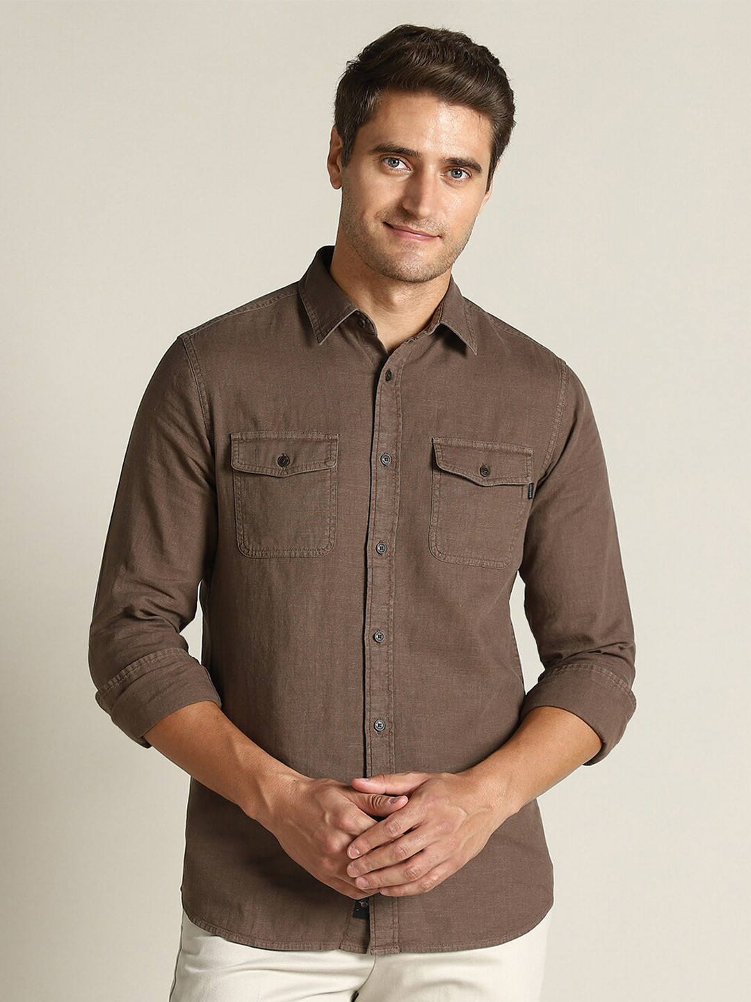 buy-dockers-classic-spread-collar-cotton-linen-casual-shirt-shirts