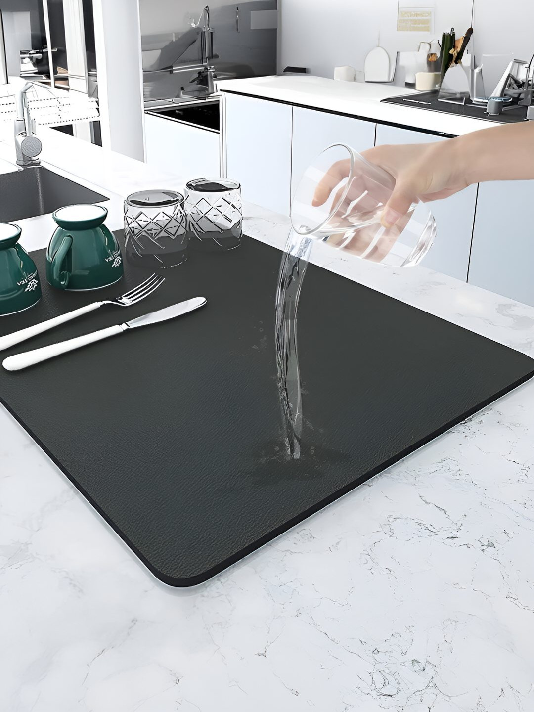 Buy Cortina Black Rectangular Anti Skid Kitchen Mat Floor Mats