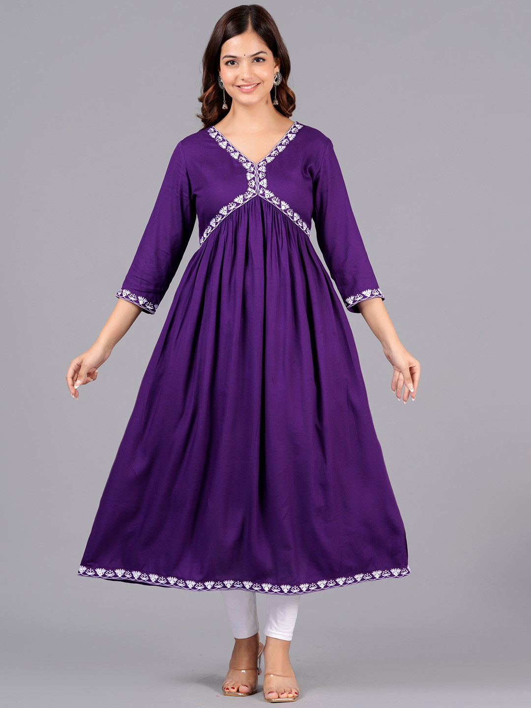 Buy NEW4U V Neck Gotta Patti A Line Kurta - Kurtas for Women 27572280 ...