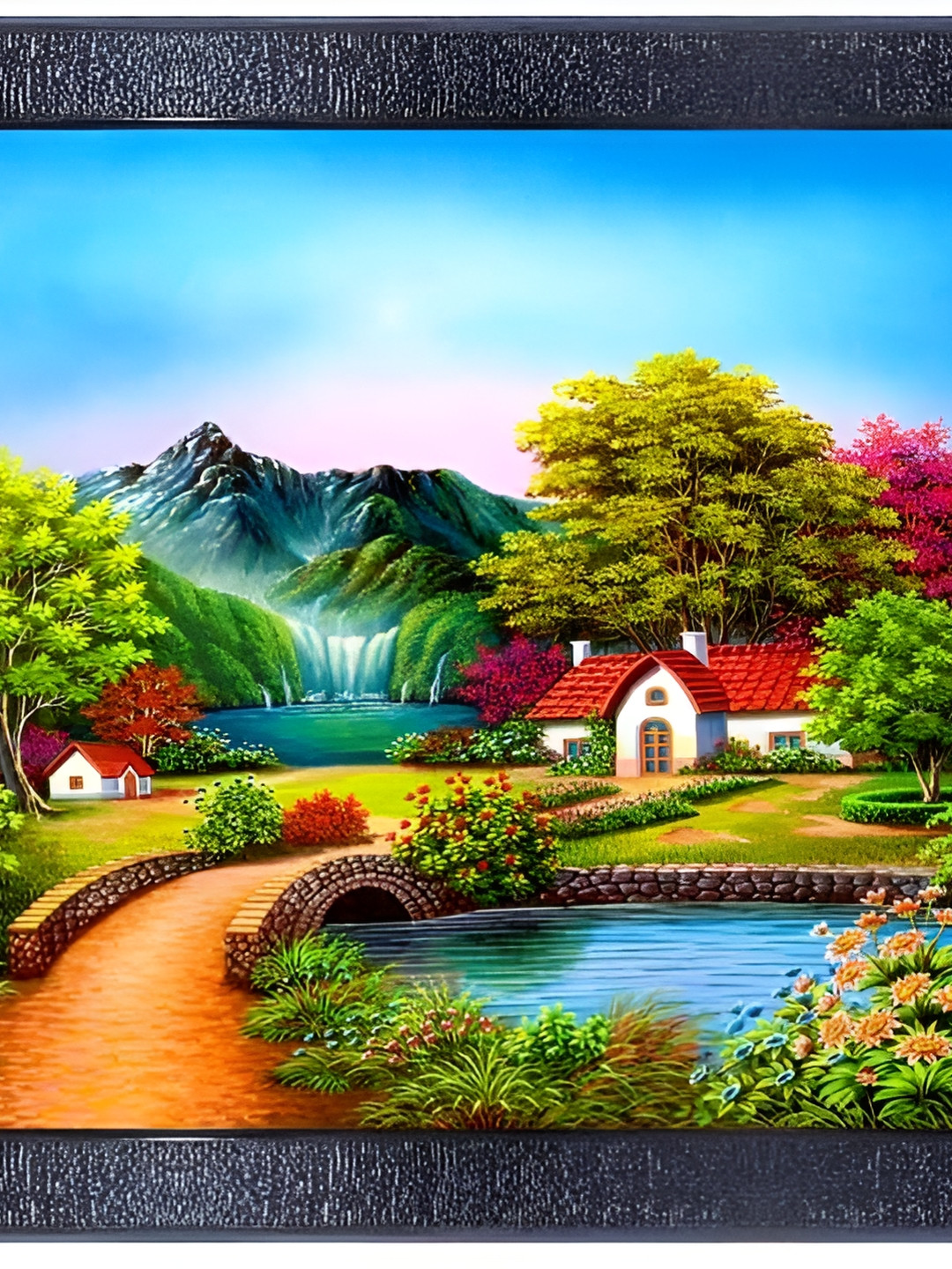 Nature of Life Wall Art in Black with Hand painted main image 1