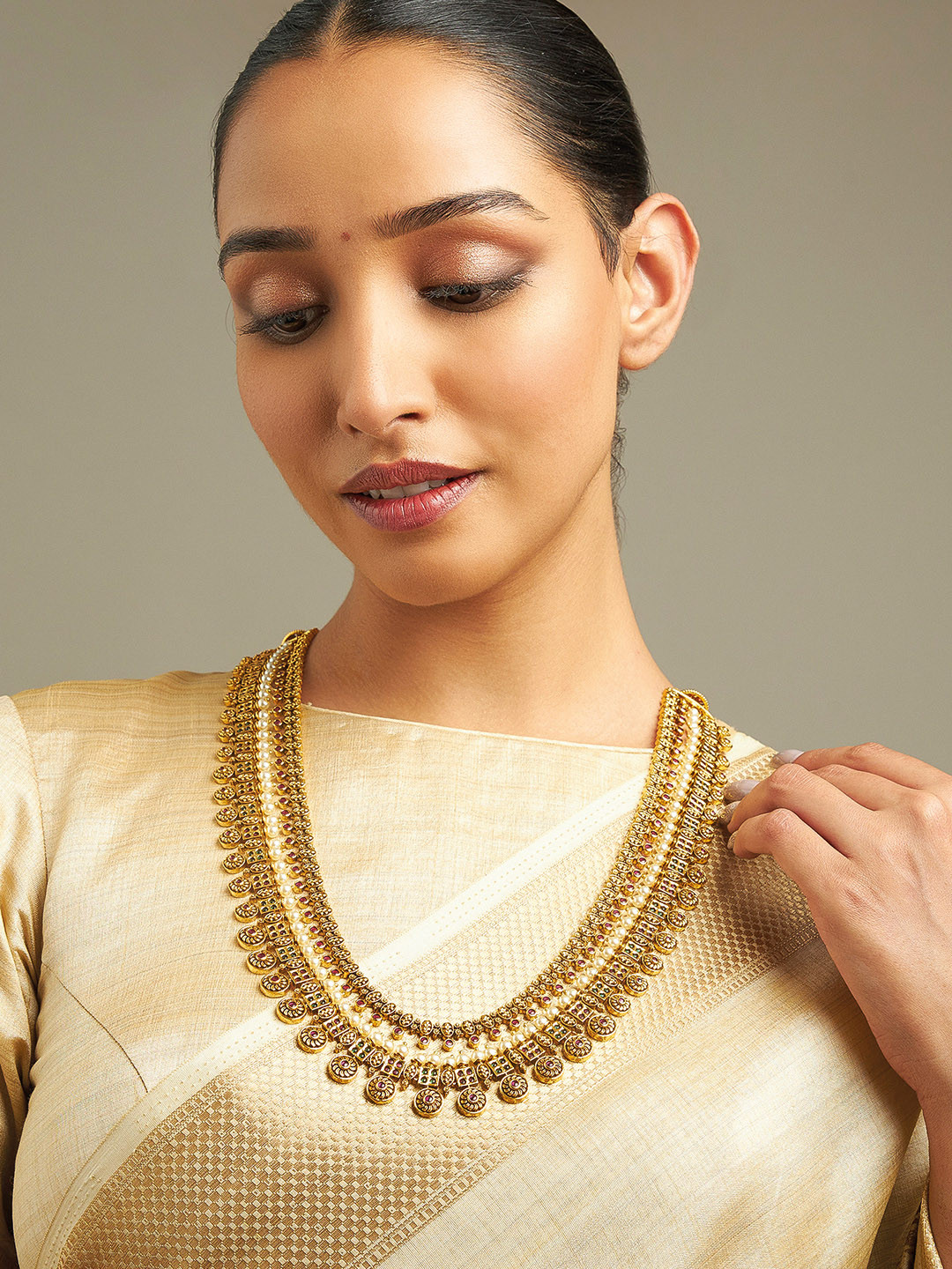 Buy Kushal's Fashion Jewellery Copper Gold Plated Stones Studded