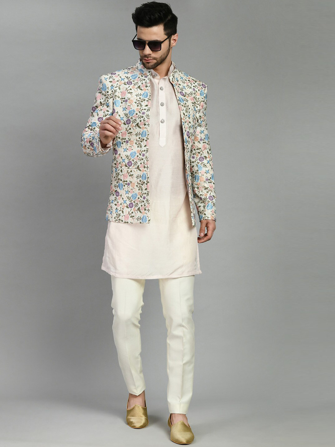 Embroidered Straight Kurta Set For Men