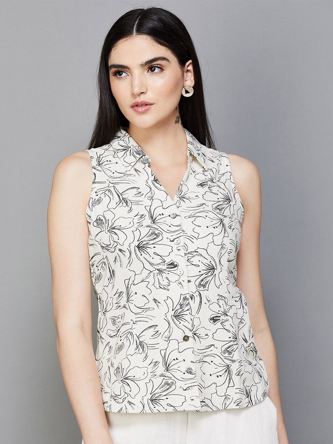 Buy CODE By Lifestyle Floral Printed Shirt Style Top - Tops for Women ...