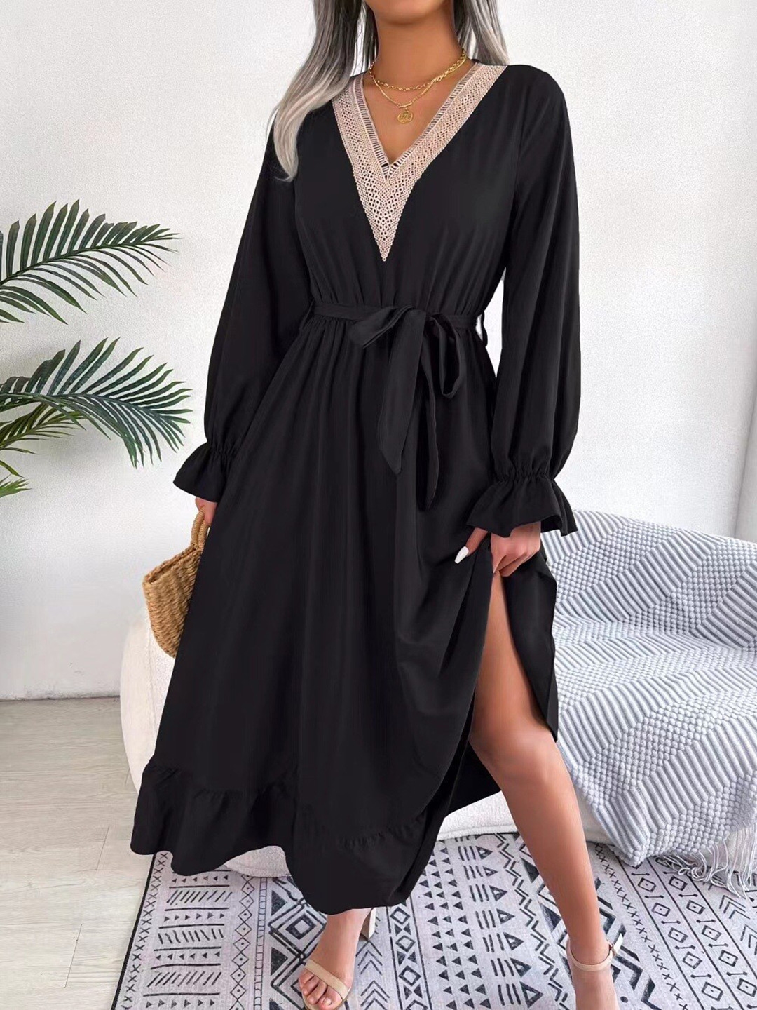 Buy StyleCast Black Puff Sleeves Maxi Dress - Dresses for Women ...