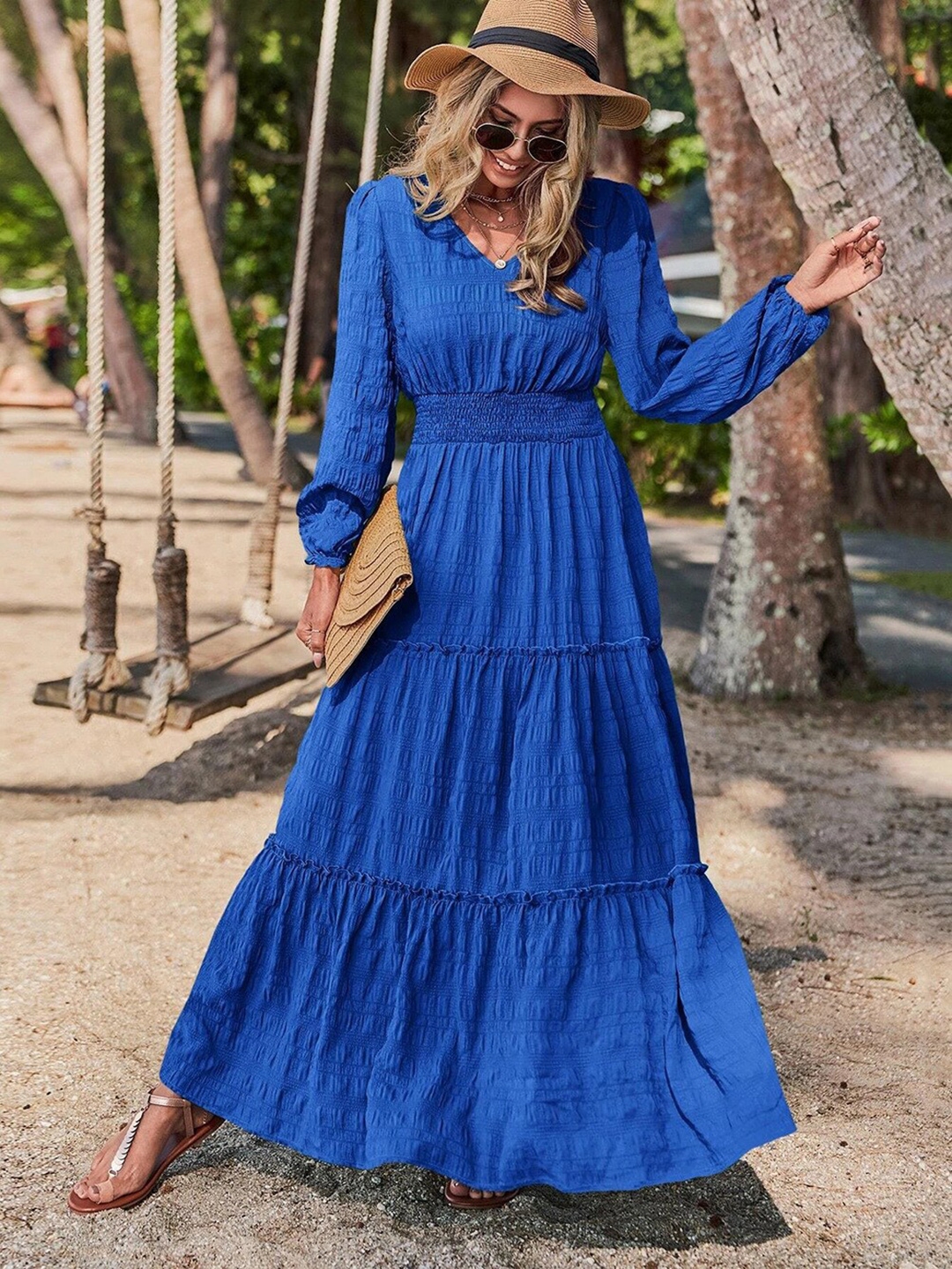 Buy StyleCast Women Solid Puff Sleeves Maxi Dress - Dresses for Women ...