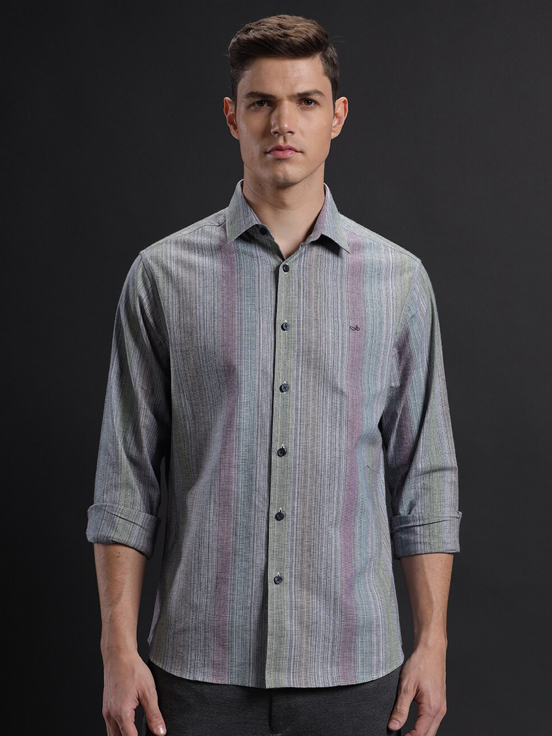 Buy Aldeno Vertical Striped Printed Cotton Casual Shirt …