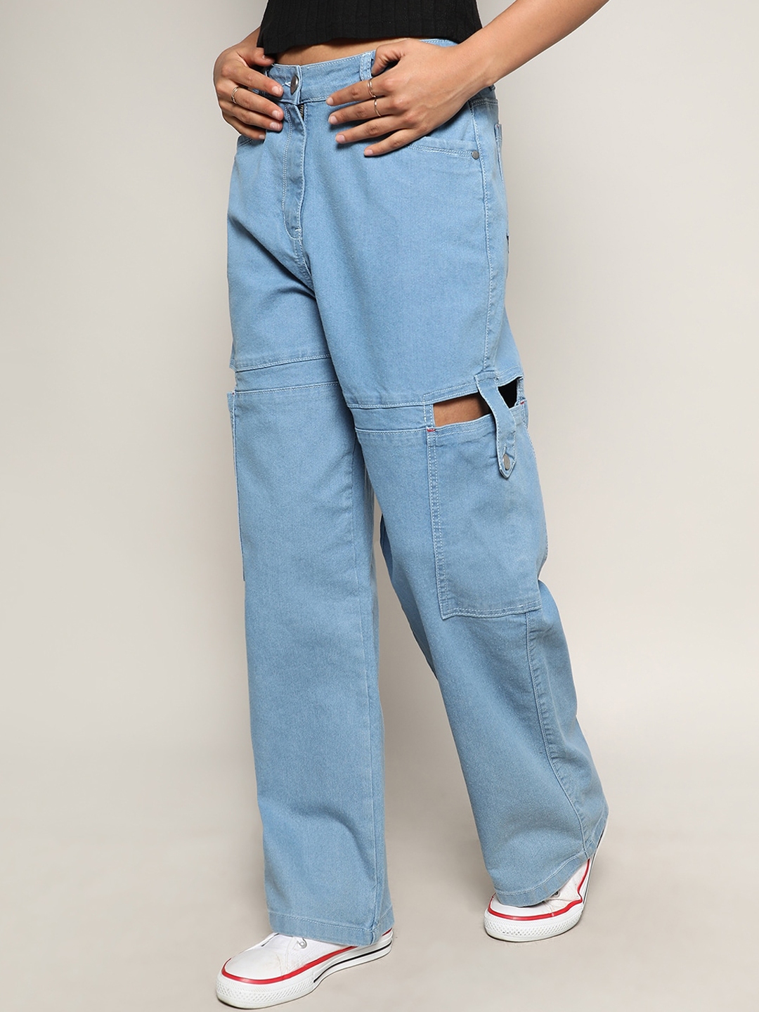Buy Campus Sutra Women Smart Mid Rise Clean Look Light Fade Cotton ...