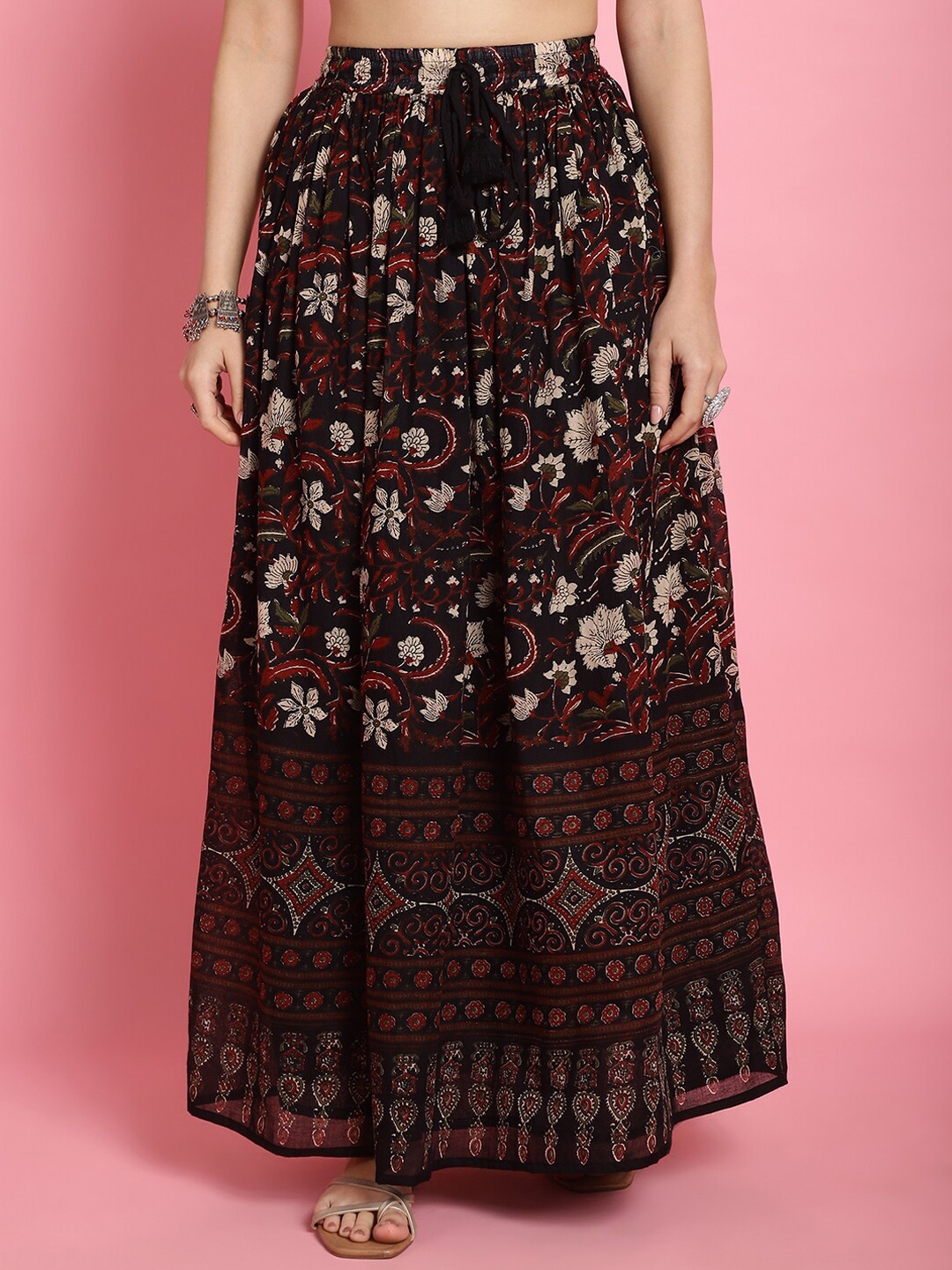 Buy Prakrti Floral Printed Pure Cotton Maxi Skirts - Skirts for Women ...