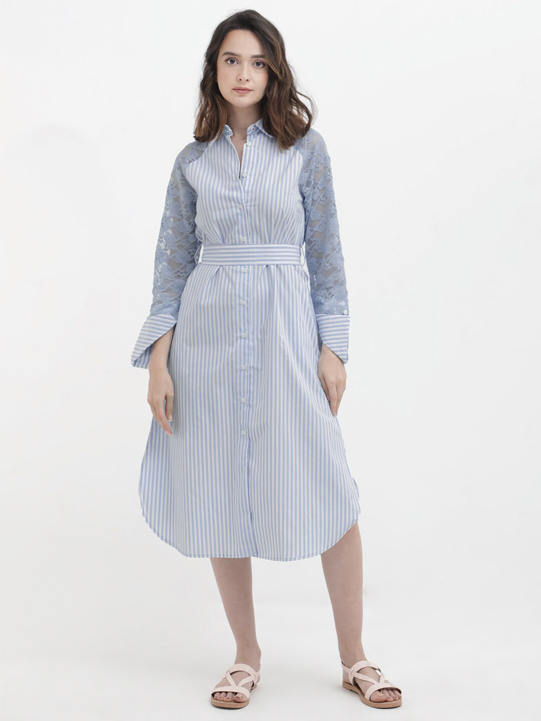 Striped Shirt Midi Dress
