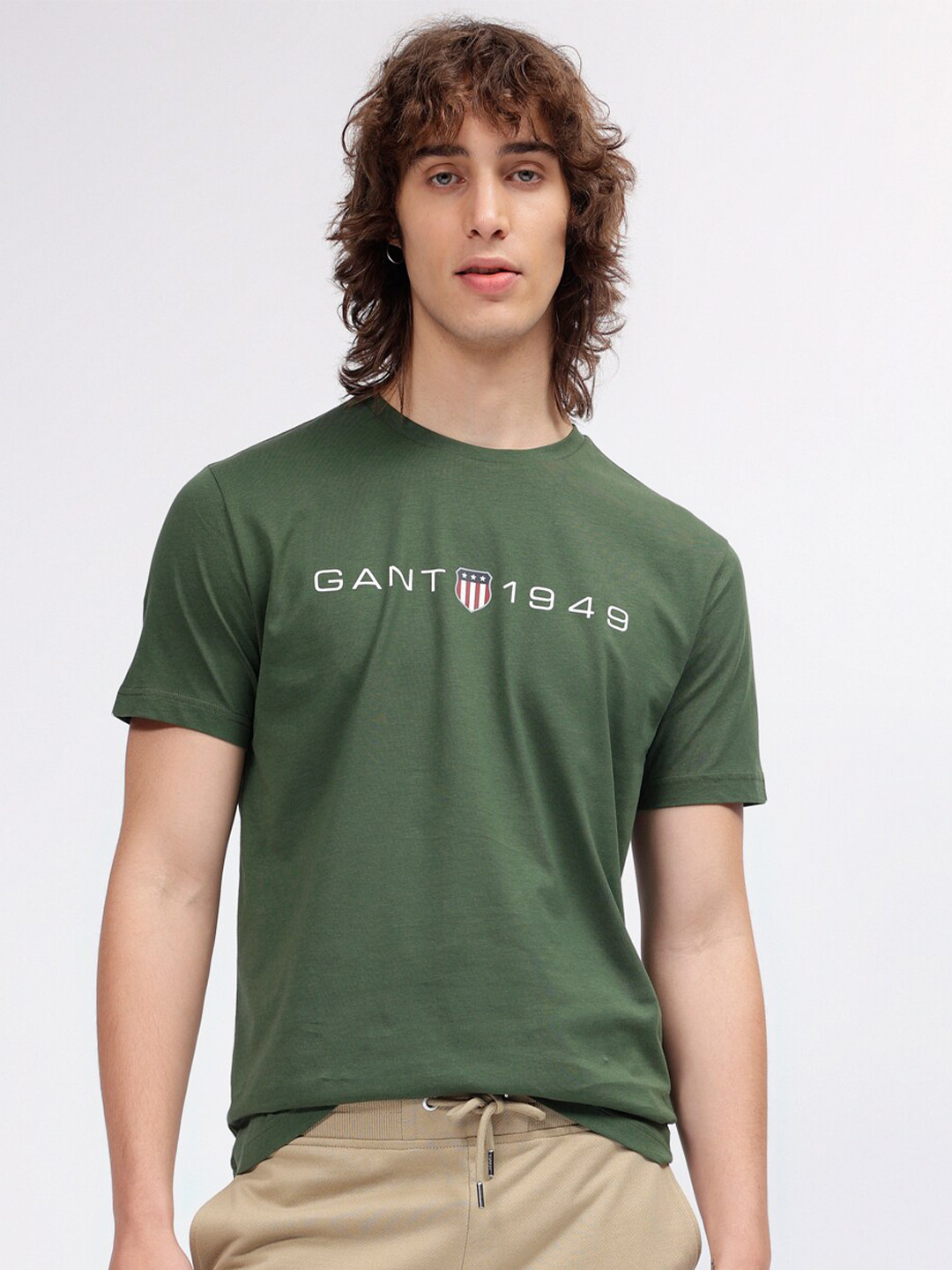Gant Men Cream Solid T-Shirt main image 1