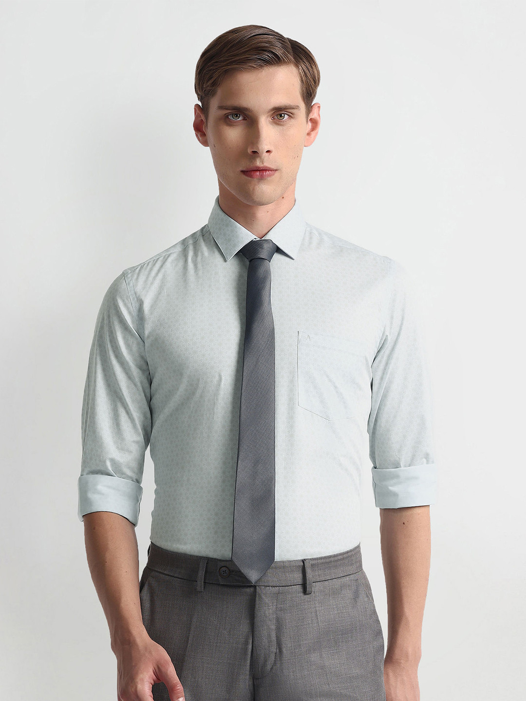 Black Men'S Cotton Printed Formal Shirt'S main image 1