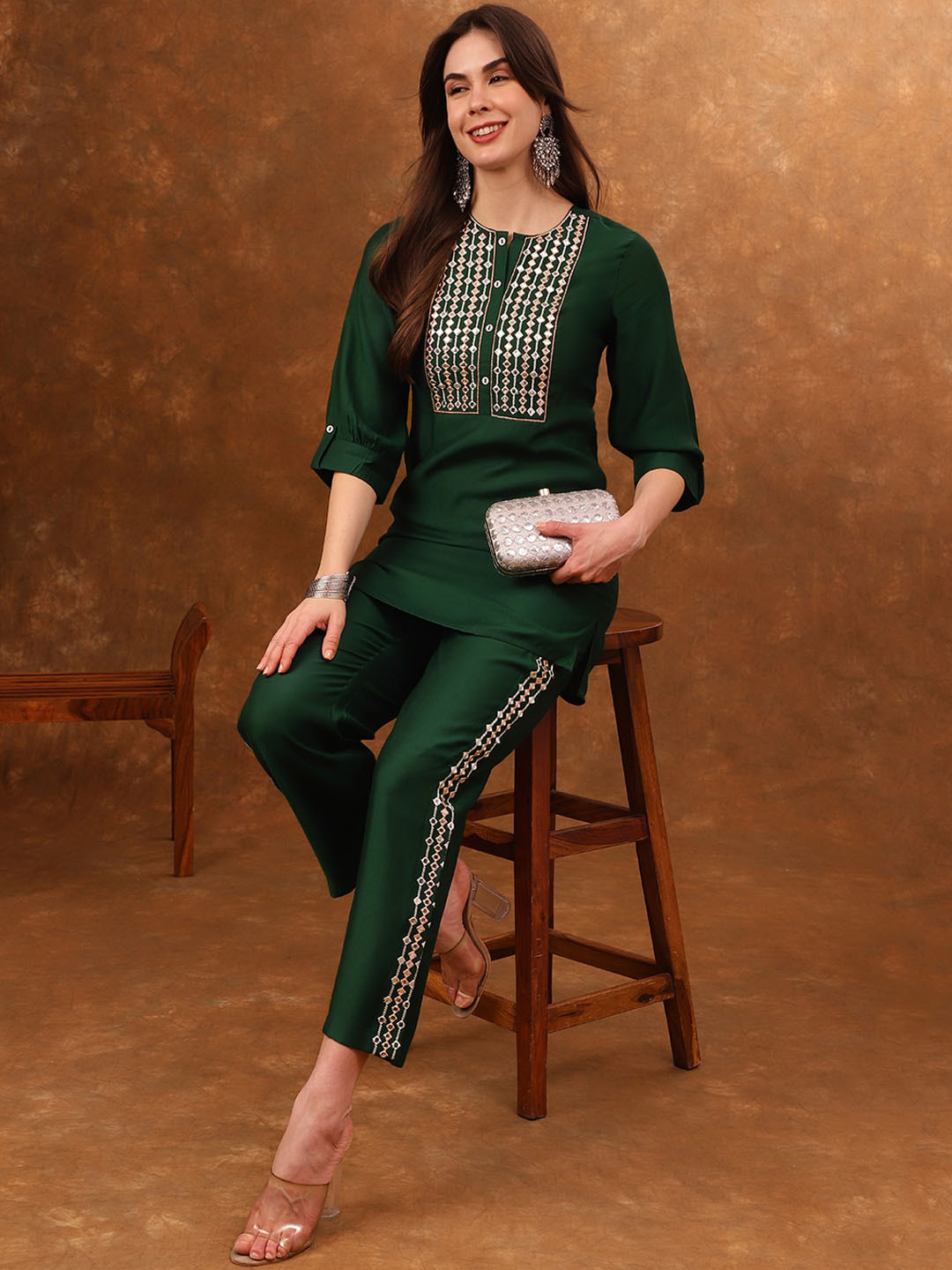 Designer Festive Co-Ord Set with Mirror Work For Women