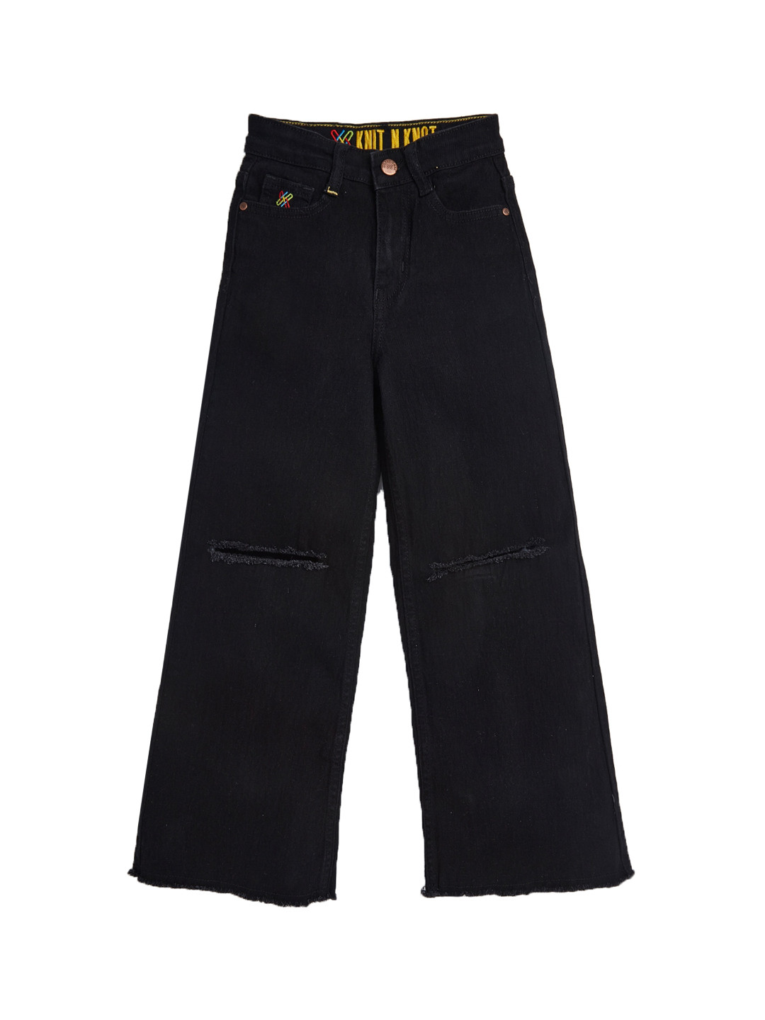 Girls Straight Fit Slash Knee Denim Jeans