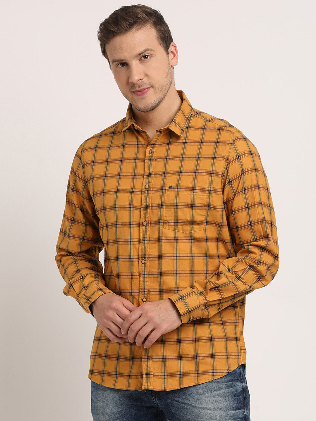 Men's Teal Comfort Slim Fit Cotton Casual Shirt